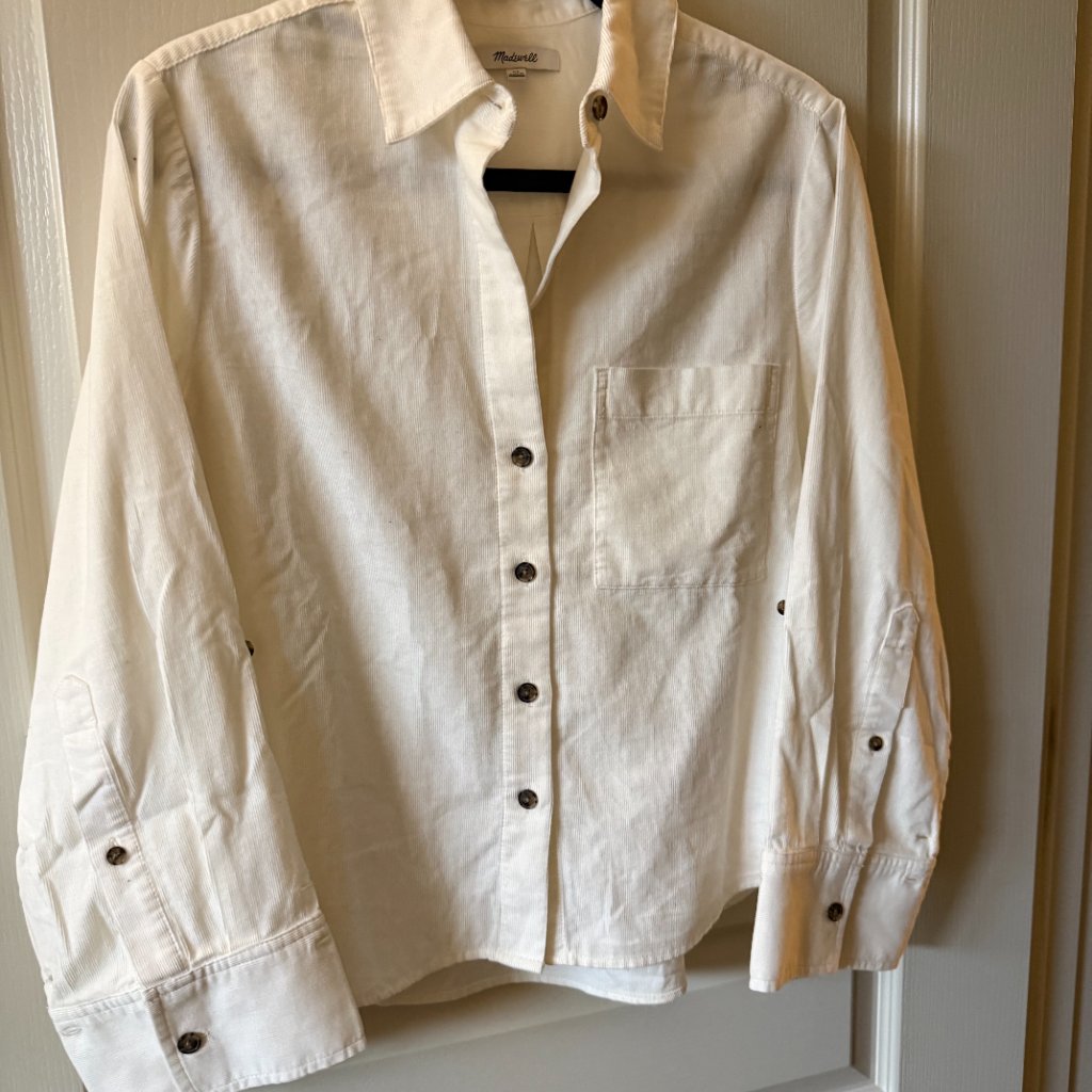 Nwot Madewell Easy Y-Neck Button-Up Shirt In Corduroy Size Xs